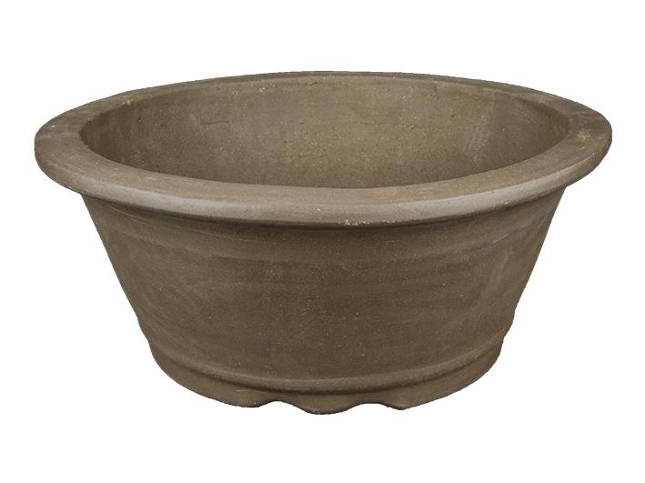 Pot à bonsaï rond en grès 26,5x26,5x10,5 cm - 2924c