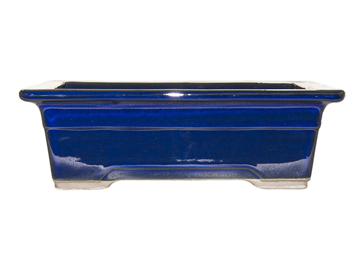 Vaso per bonsai Giapponese Morrisan rettangolare in gres smaltato blu 17,5x12x6 cm - B05-18a