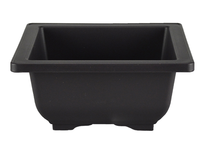 Pot carré chinois + soucoupe en plastique noir pour bonsaï 9,5x9,5x5 cm - PL12