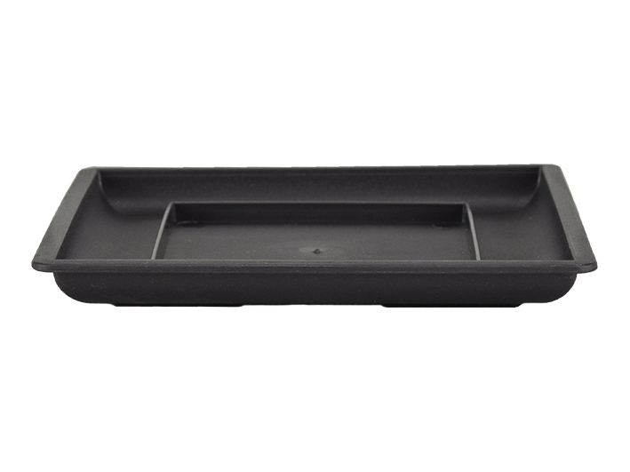 Pot carré chinois + soucoupe en plastique noir pour bonsaï 9,5x9,5x5 cm - PL12