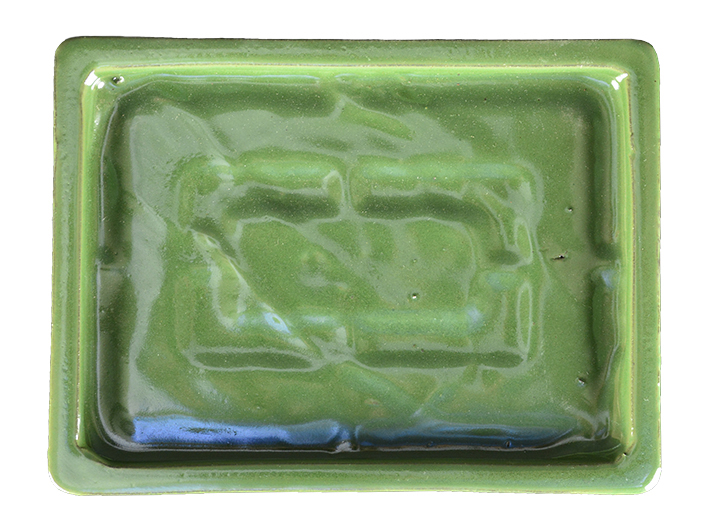 Sottovaso per bonsai rettangolare in gres smaltato verde 27x20x2 cm - GA5S