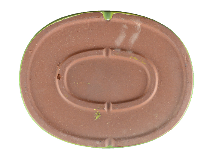 Sottovaso per bonsai ovale in gres smaltato verde 27,5x21x2 cm - GA7S
