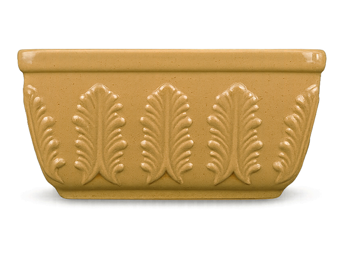 Pot &agrave; bonsa&iuml; rectangulaire en gr&egrave;s &eacute;maill&eacute; marron-orange 12,5x8x6 cm - A24E